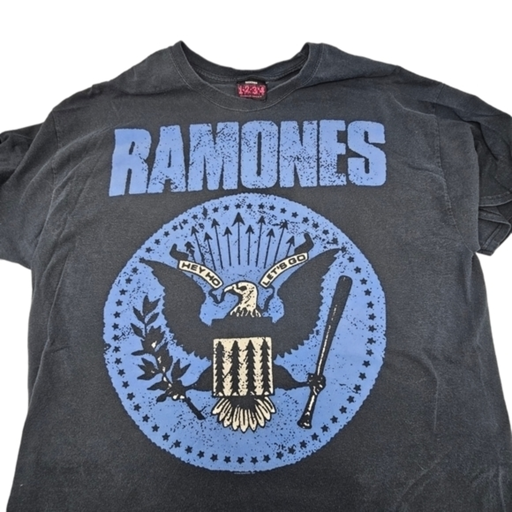 Ramones 1234 Hey Ho Lets Go Logo Black Blue T Shirt‎ 2XL Eagle Blitzkrieg Bop